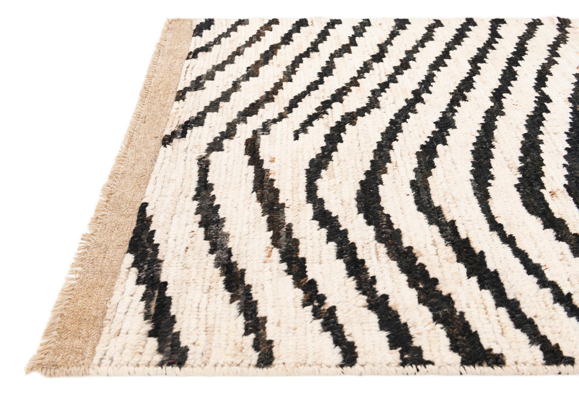 3' 10 x 14' 10 Hand Knotted Moroccan Wool Runner Rug