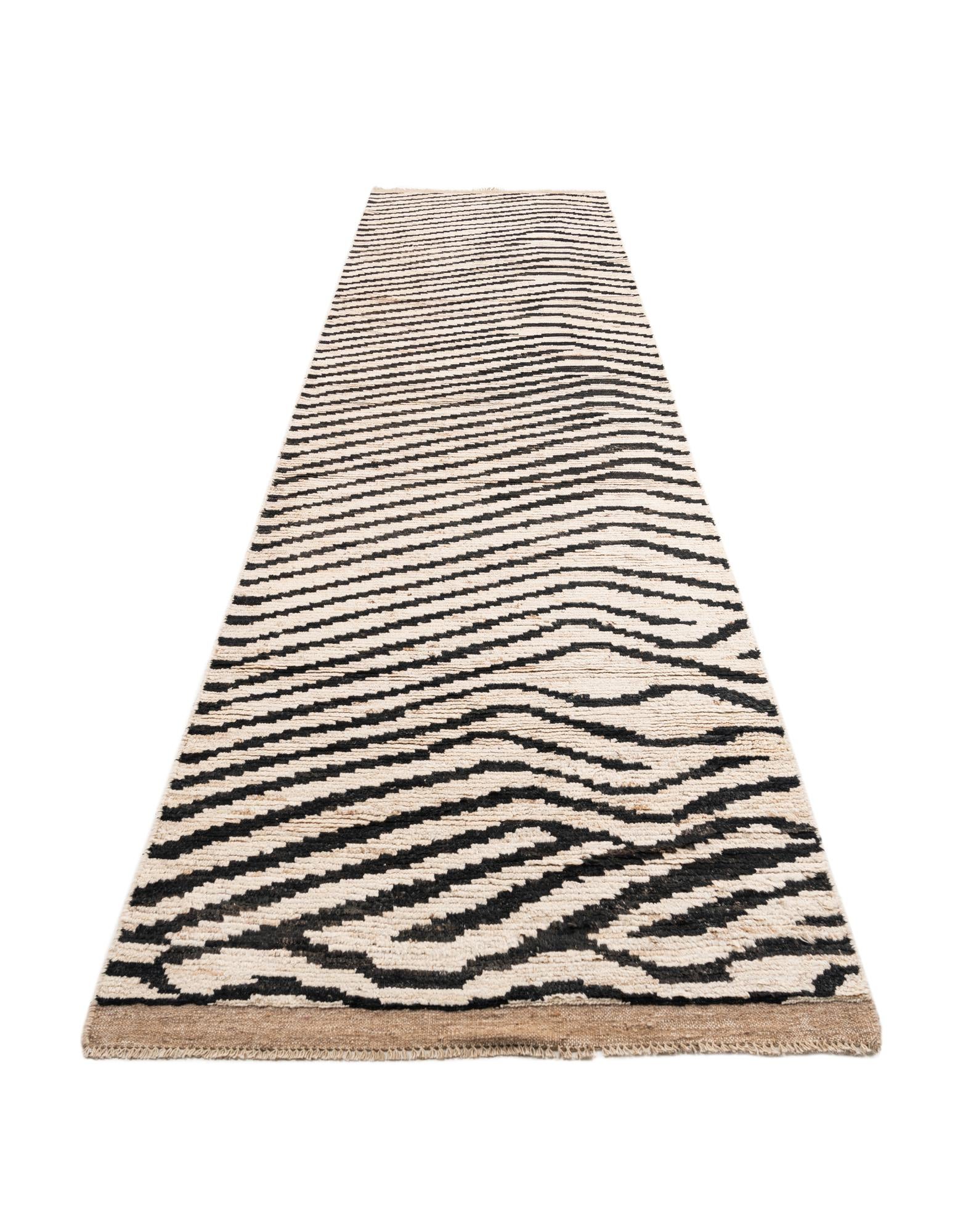 3' 7 x 14' 10 Hand Knotted Moroccan Wool Runner Rug