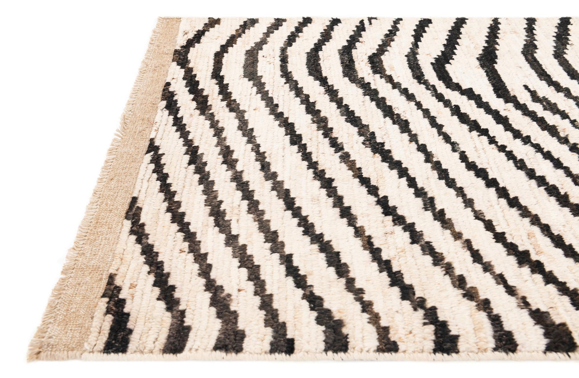 3' 7 x 14' 10 Hand Knotted Moroccan Wool Runner Rug