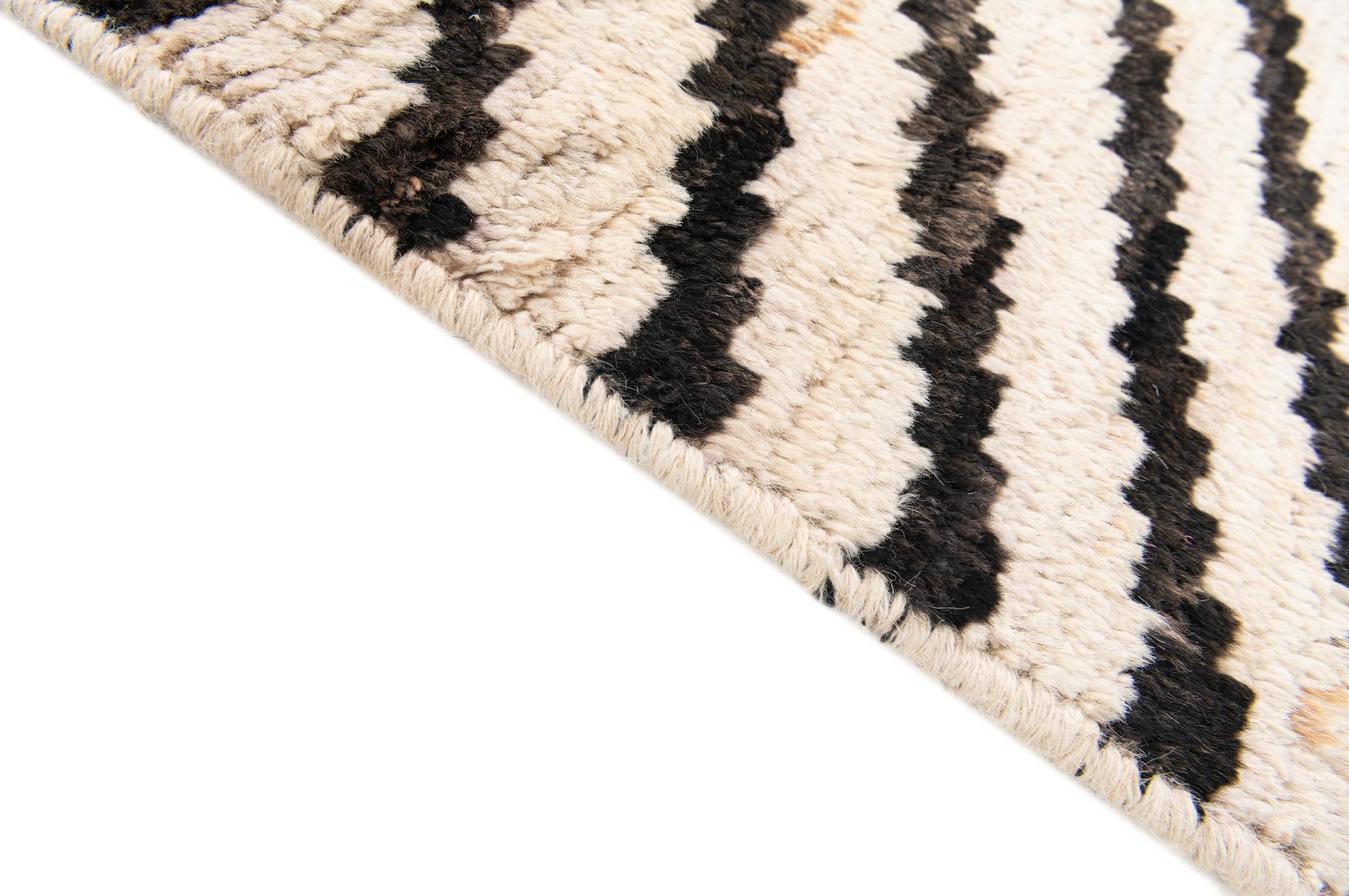 3' 7 x 14' 10 Hand Knotted Moroccan Wool Runner Rug