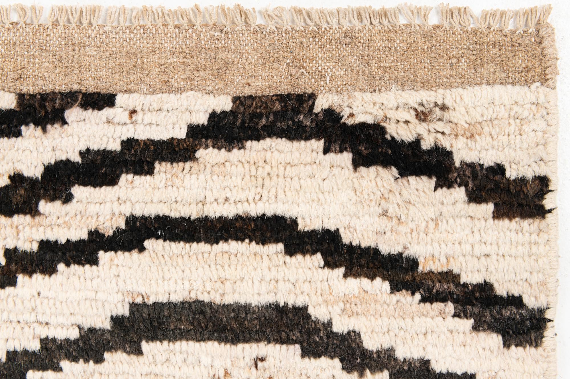 3' 7 x 14' 10 Hand Knotted Moroccan Wool Runner Rug