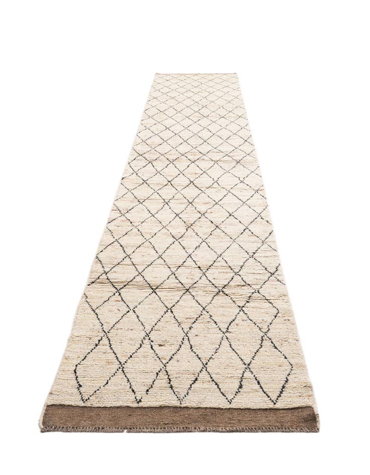 Detail image of 3' 2 x 15' 10 Hand Knotted Moroccan Wool Runner Rug