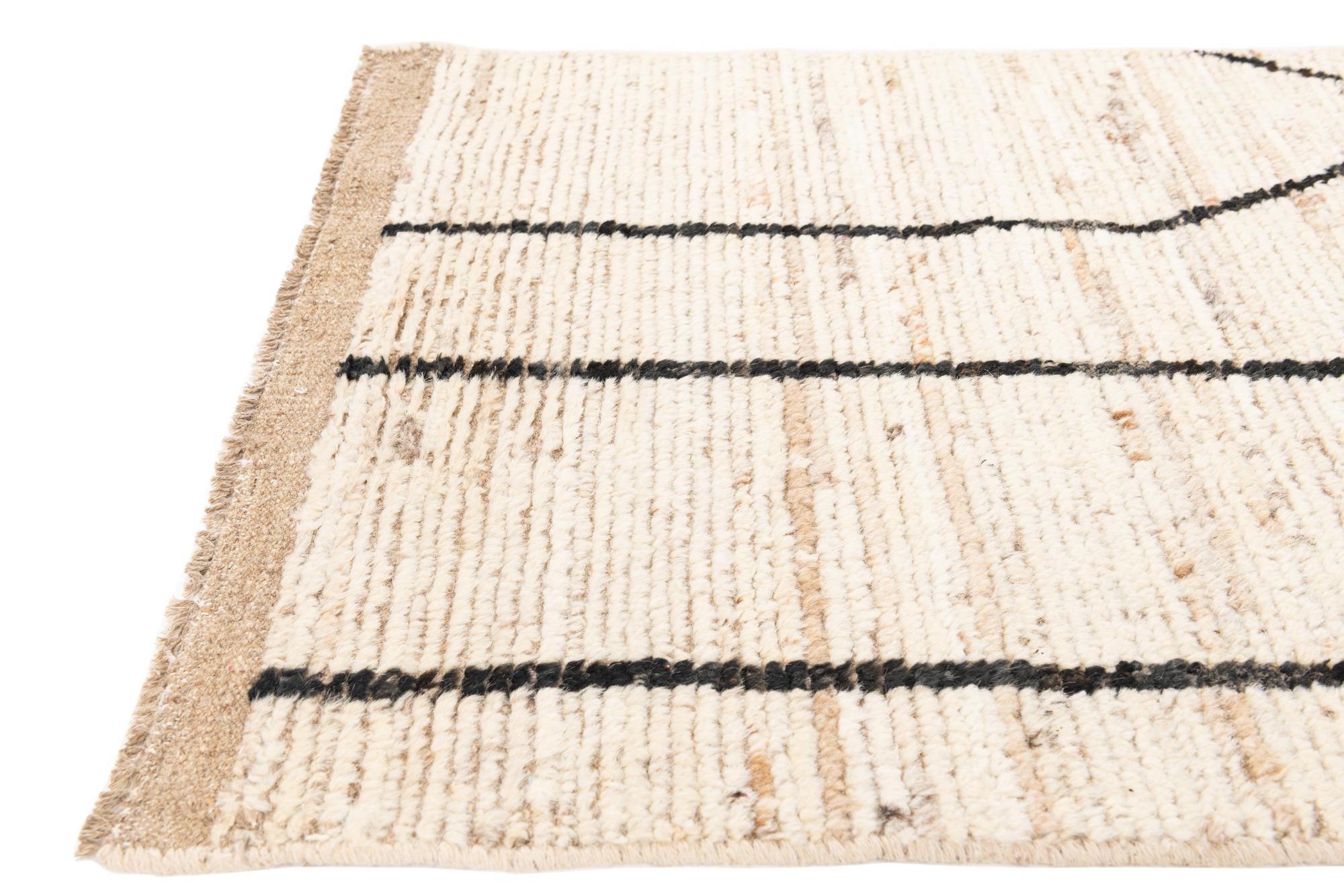 2' x 15' 3 Hand Knotted Moroccan Wool Runner Rug