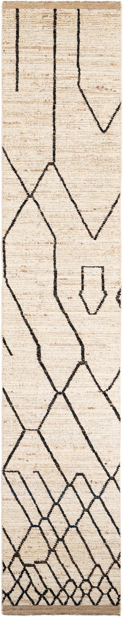 2' x 15' 3 Hand Knotted Moroccan Wool Runner Rug