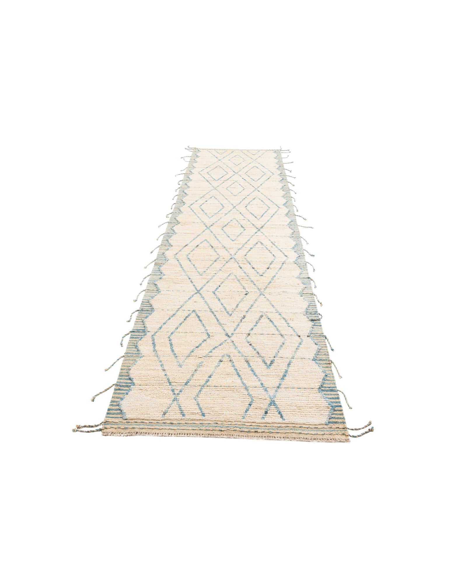 3' 7 x 13' Hand Knotted Moroccan Wool Runner Rug