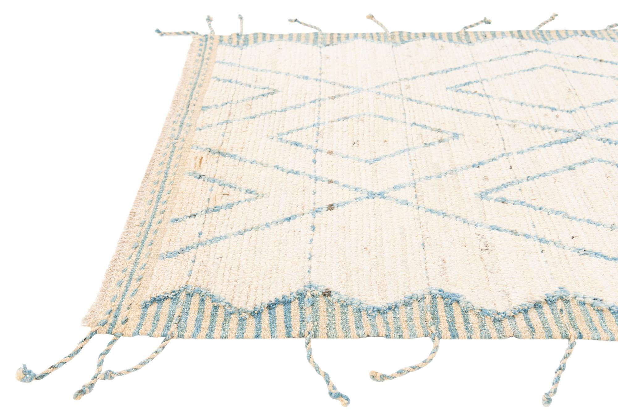 3' 7 x 13' Hand Knotted Moroccan Wool Runner Rug