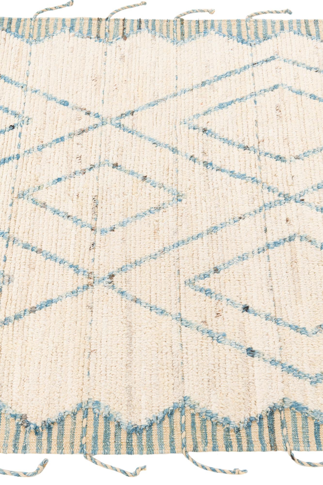 3' 7 x 13' Hand Knotted Moroccan Wool Runner Rug
