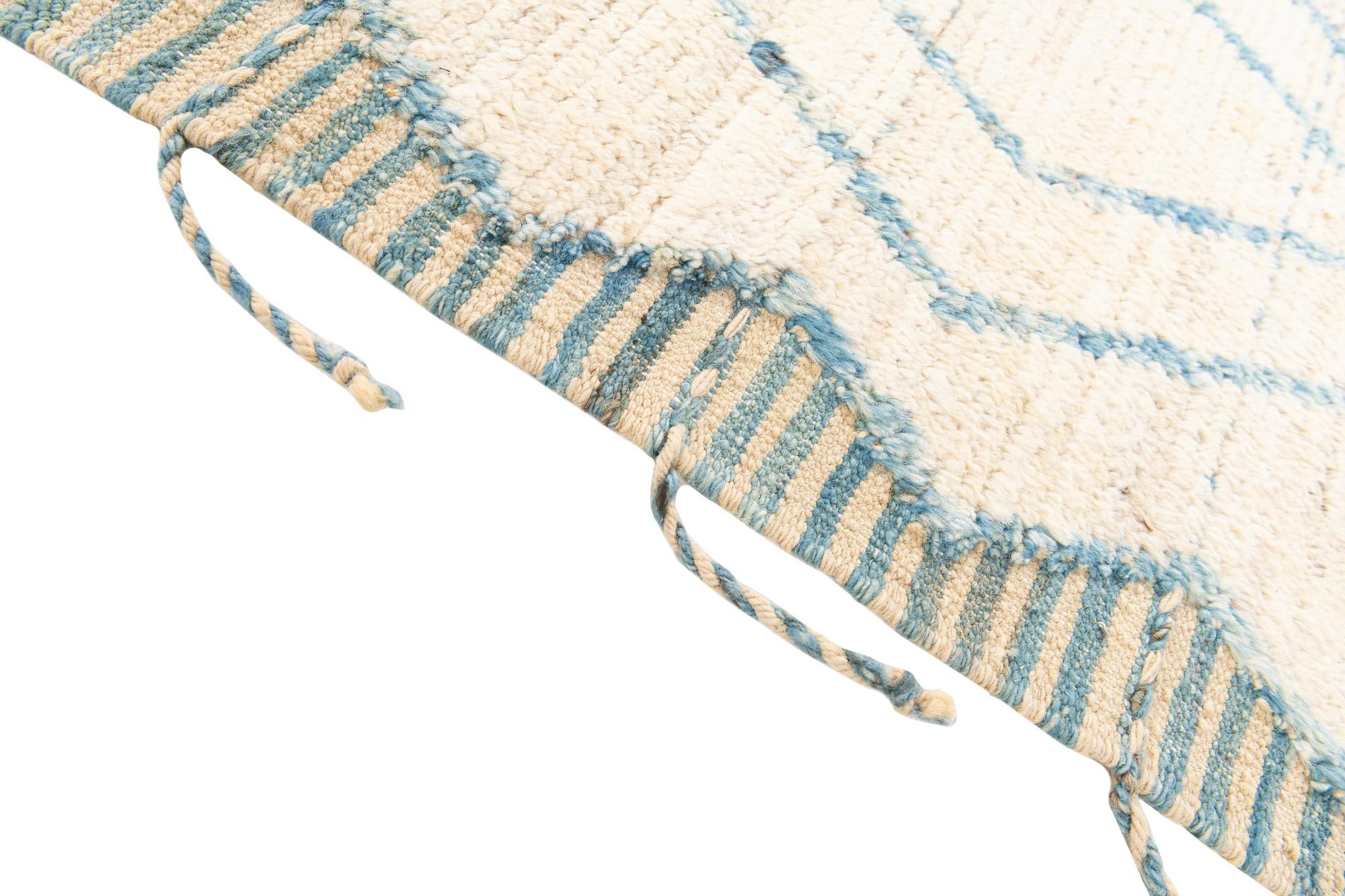 3' 7 x 13' Hand Knotted Moroccan Wool Runner Rug
