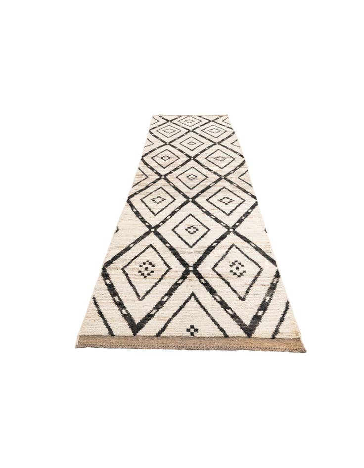 Detail image of 3' 5 x 12' 10 Hand Knotted Moroccan Wool Runner Rug