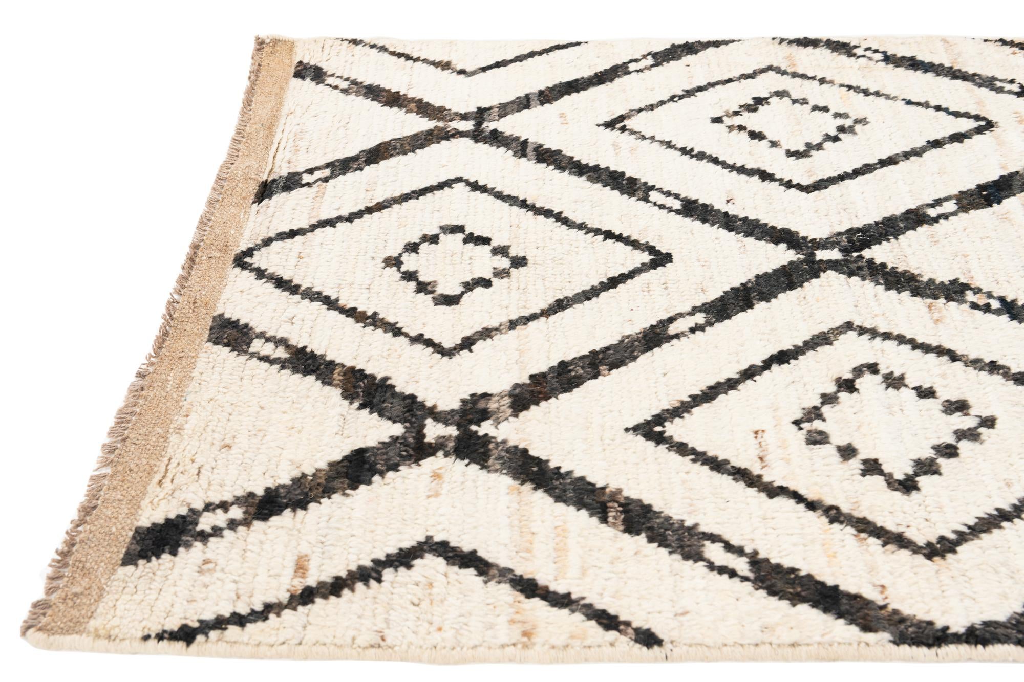 3' 5 x 12' 10 Hand Knotted Moroccan Wool Runner Rug