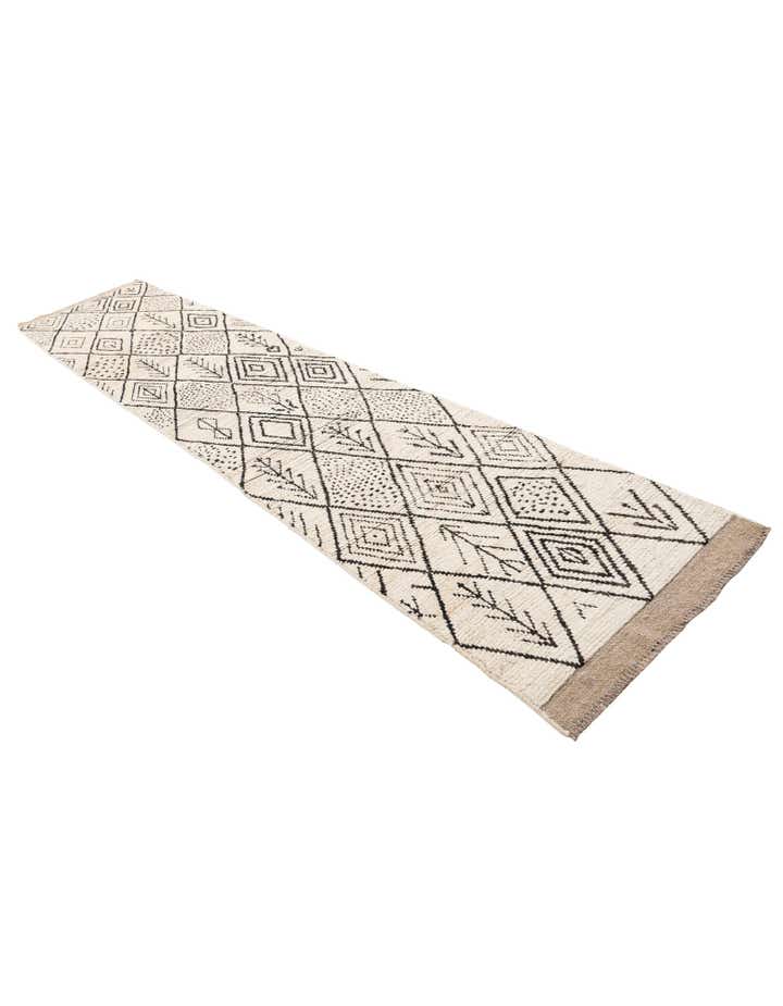 2' 9 x 13' 7 Hand Knotted Moroccan Wool Runner Rug