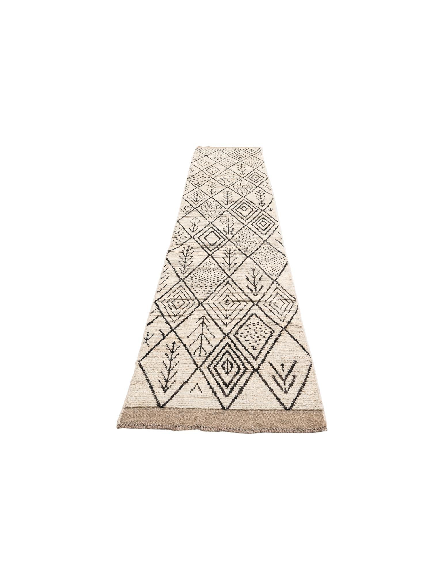 2' 9 x 13' 7 Hand Knotted Moroccan Wool Runner Rug
