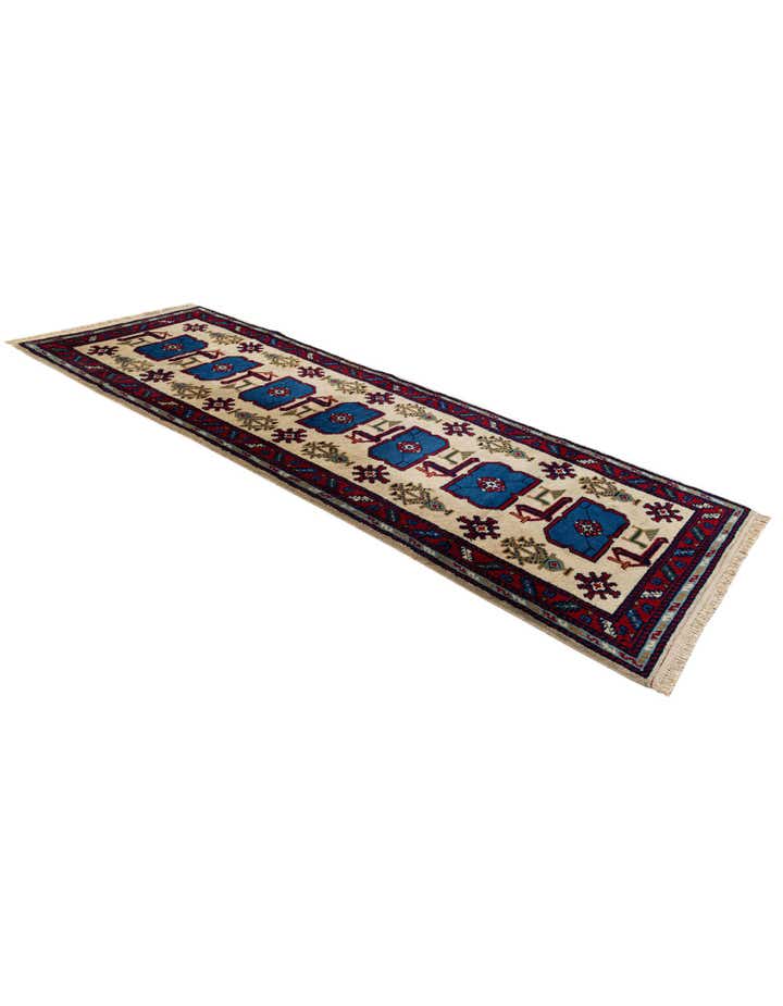 3' 4 x 9' 6 Hand Knotted Moroccan Wool Runner Rug