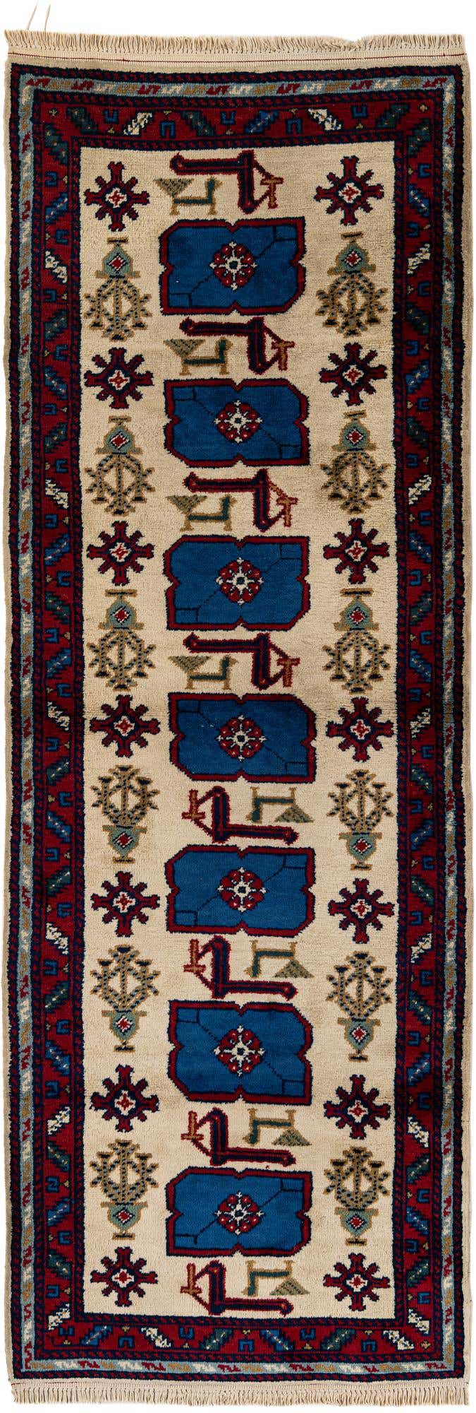 3' 4 x 9' 6 Hand Knotted Moroccan Wool Runner Rug