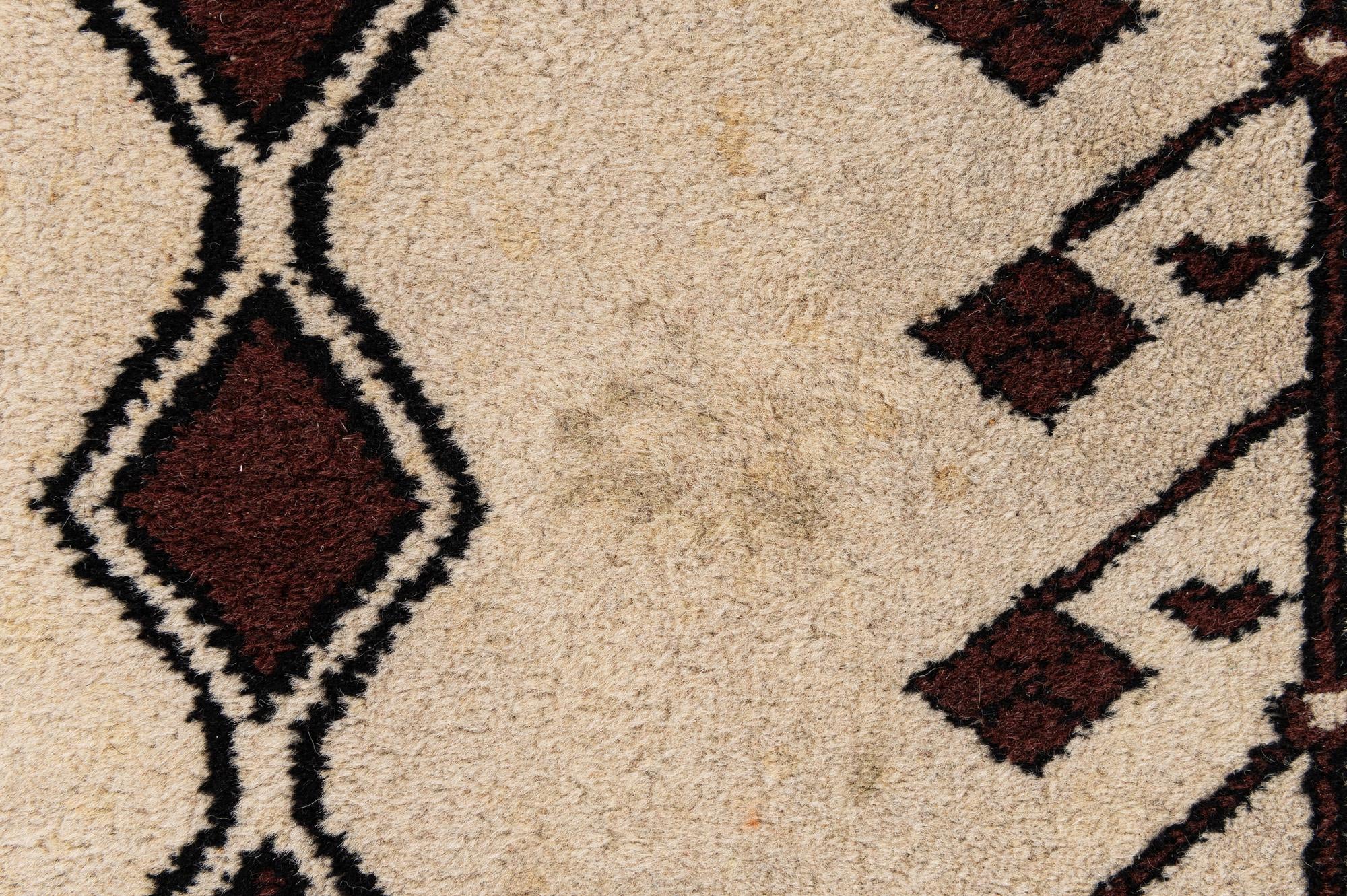 3' 4 x 6' 8 Hand Knotted Moroccan Wool Runner Rug