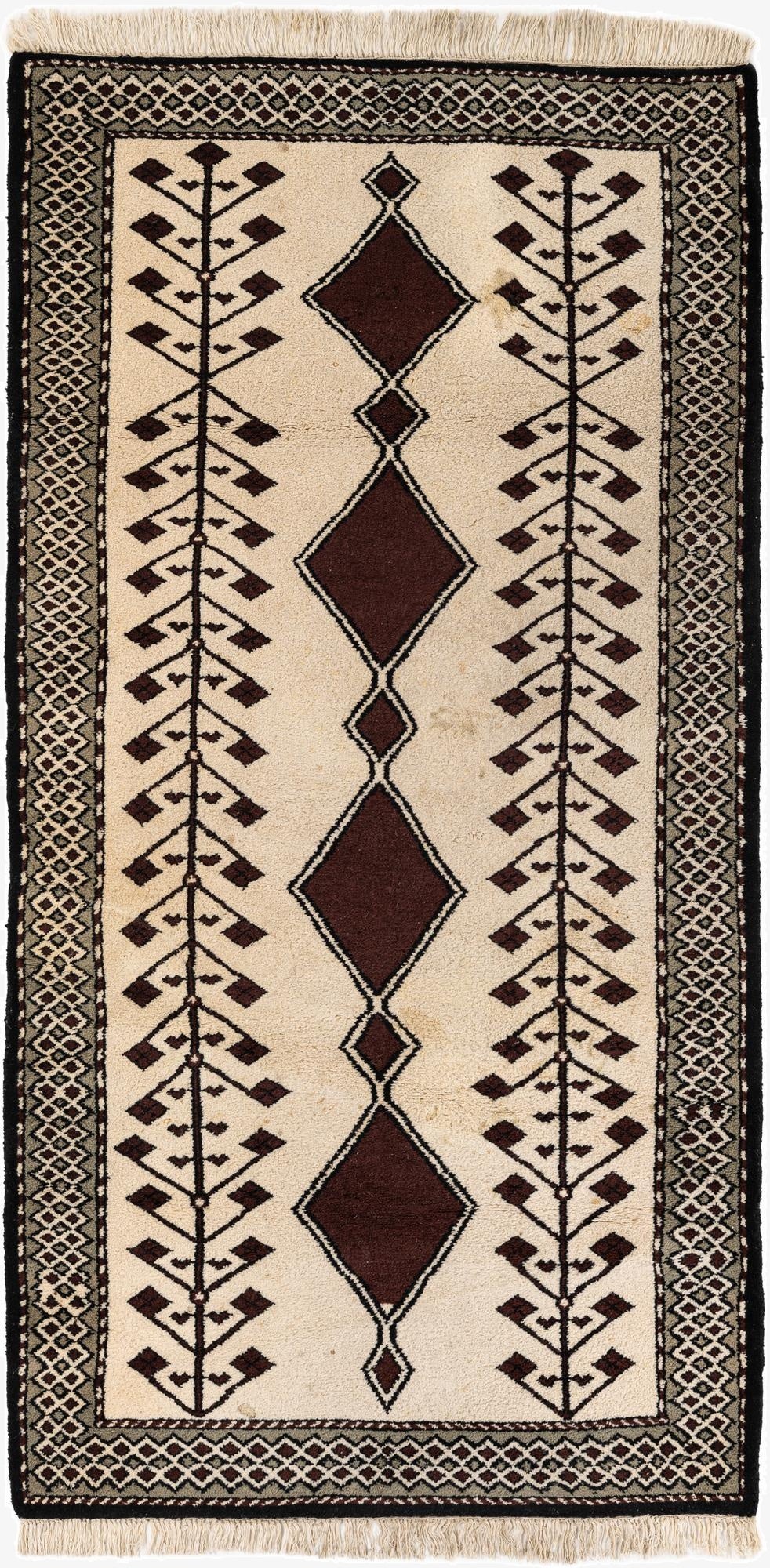 3' 4 x 6' 8  Hand Knotted Moroccan Wool Runner Rug