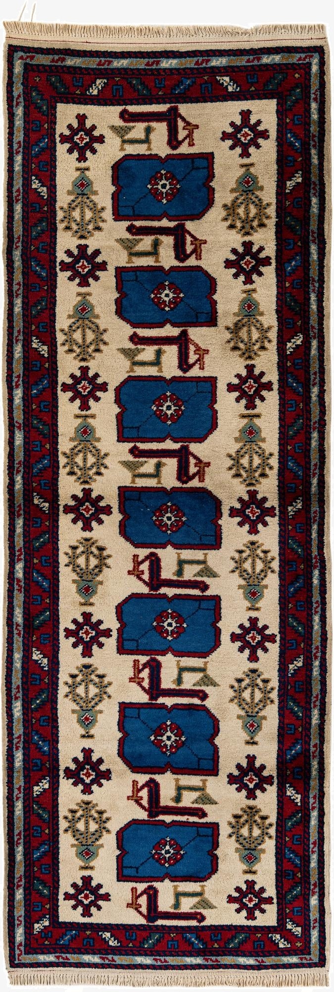 3' 4 x 9' 6  Hand Knotted Moroccan Wool Runner Rug