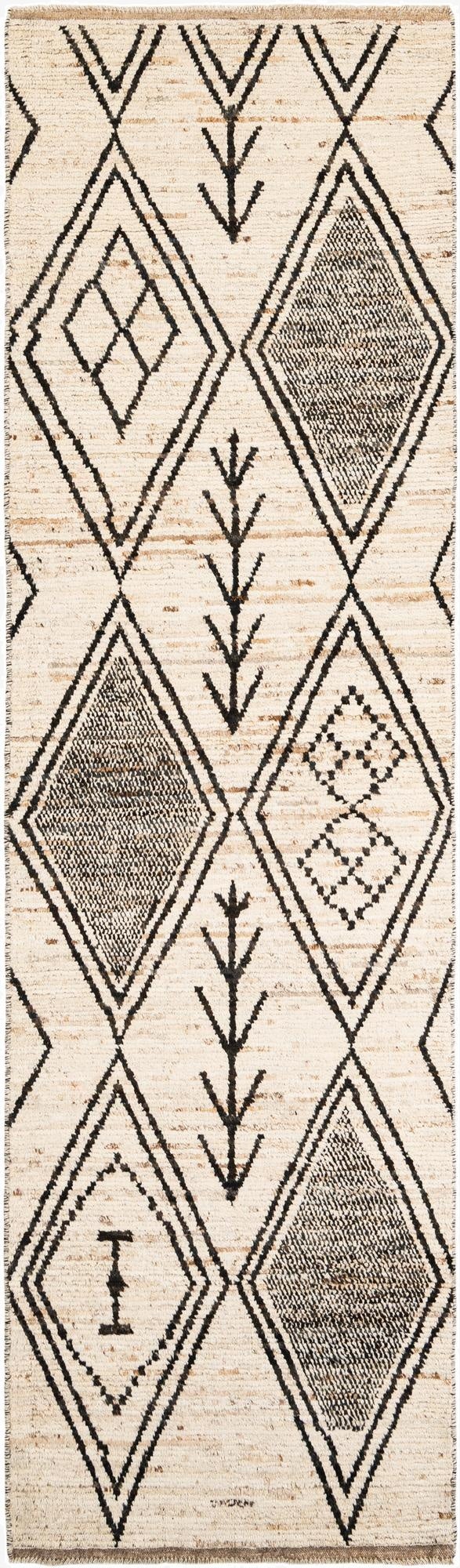 3' 5 x 12' 2  Hand Knotted Moroccan Wool Runner Rug