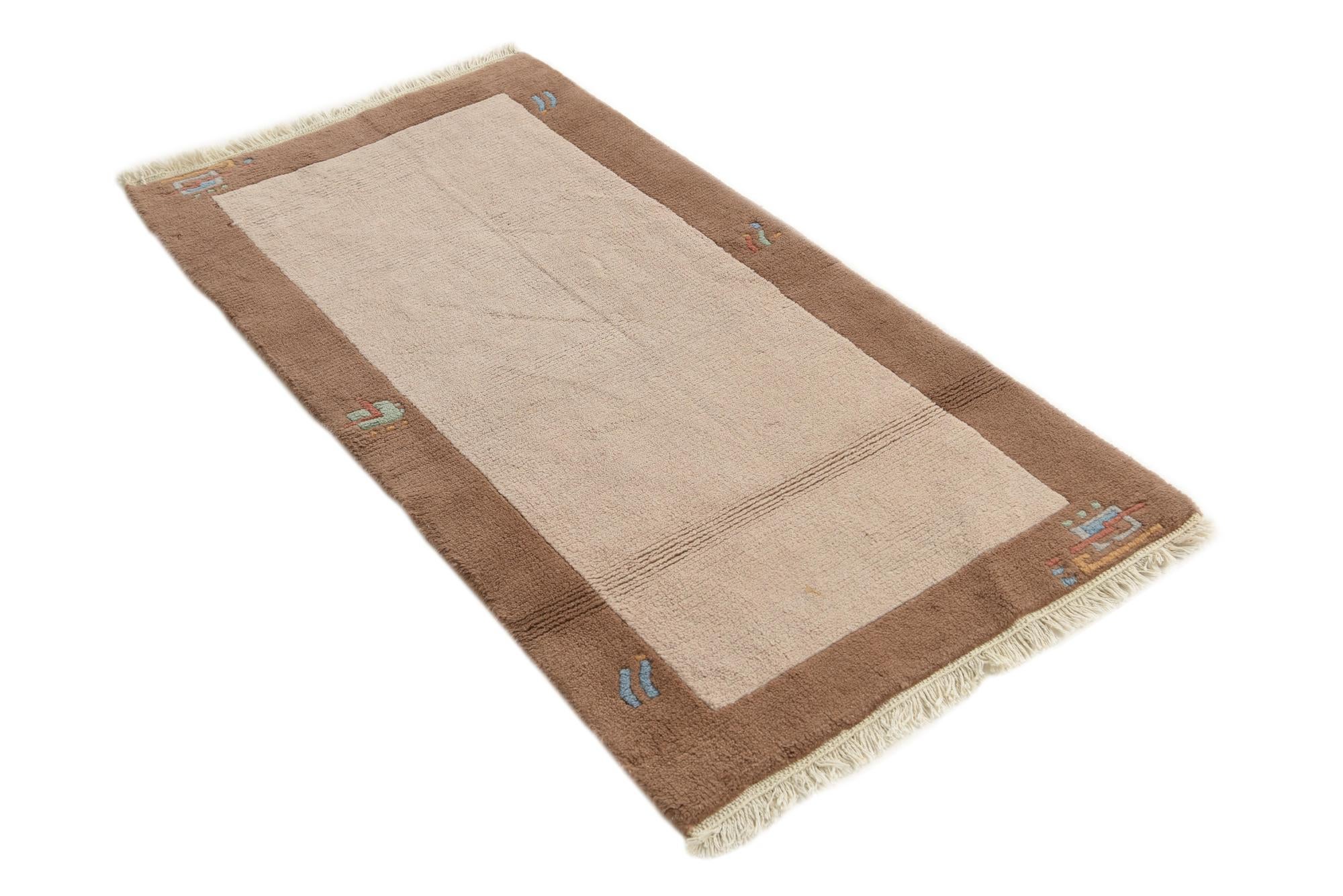 2' 4 x 4' 9 Hand Knotted Nepal Wool Runner Rug