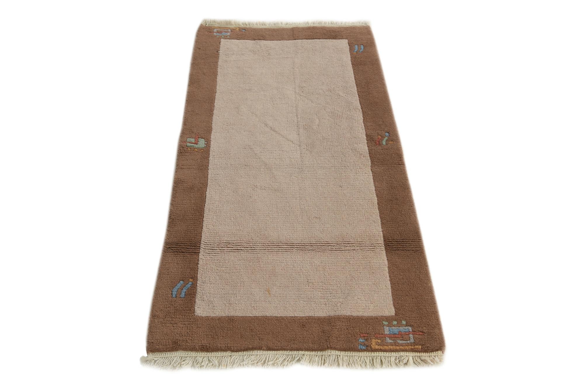 2' 4 x 4' 9 Hand Knotted Nepal Wool Runner Rug