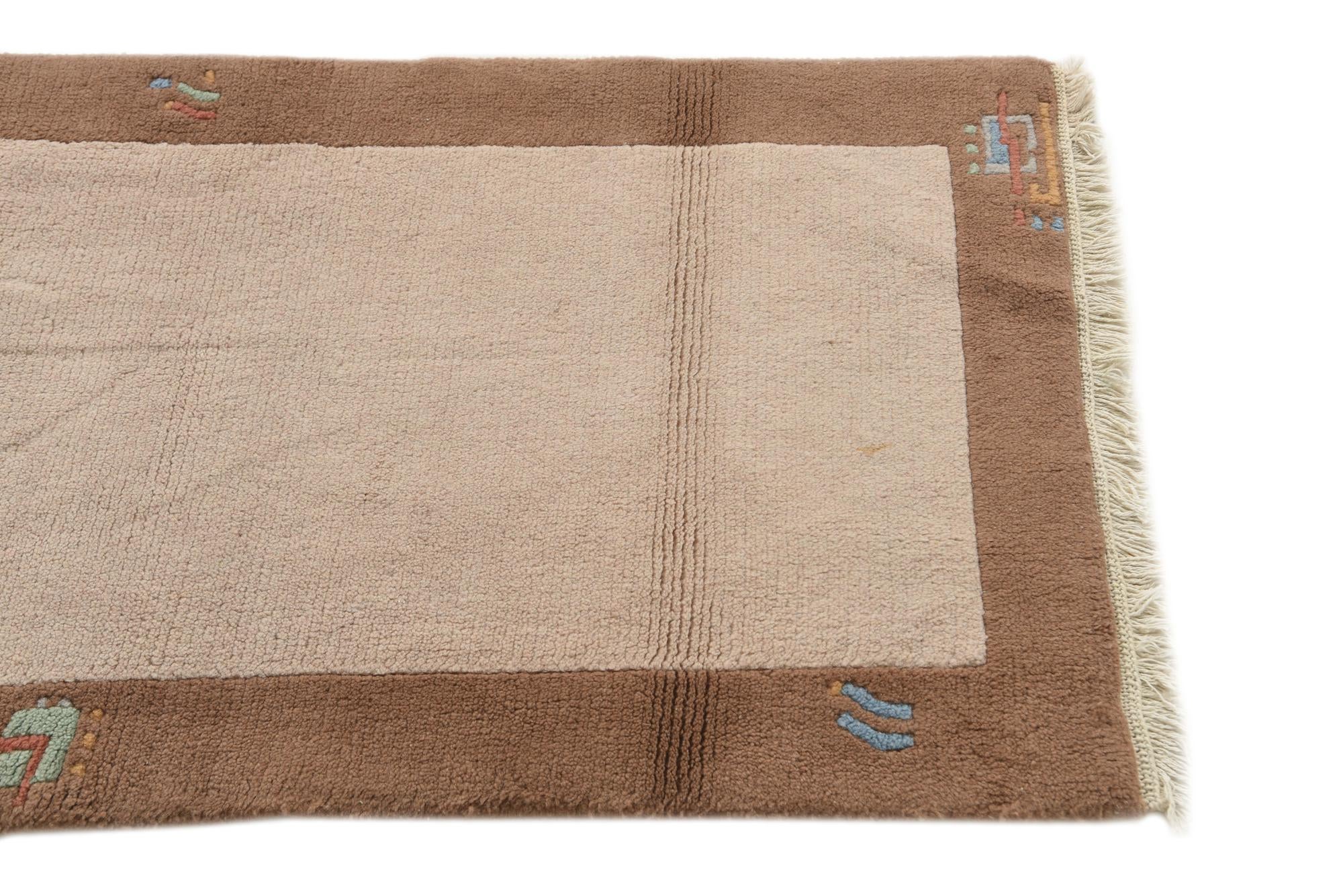 2' 4 x 4' 9 Hand Knotted Nepal Wool Runner Rug