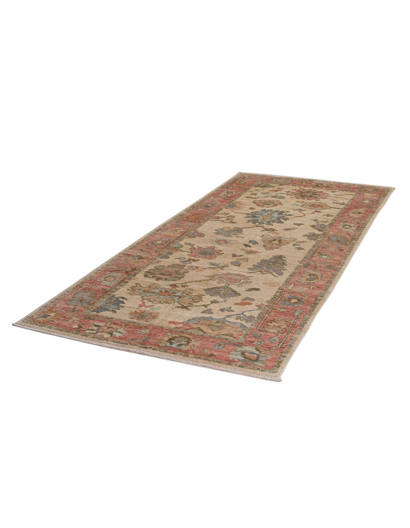 4' 2 x 9' 11 Hand Knotted Oushak Wool Runner Rug