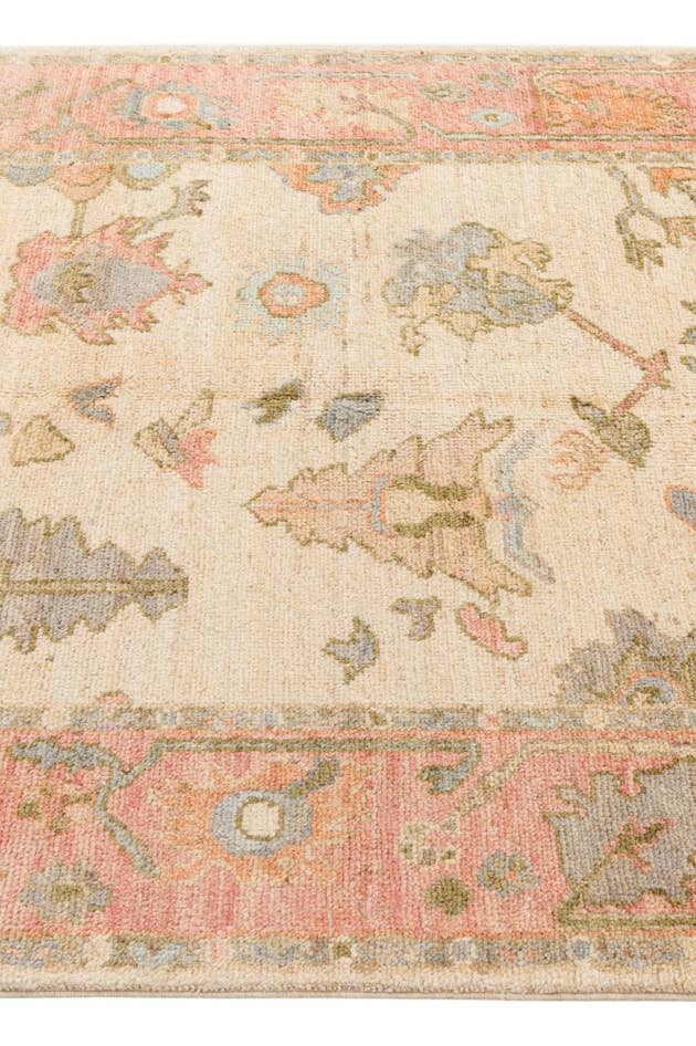 Detail image of 4' 2 x 9' 11 Hand Knotted Oushak Wool Runner Rug