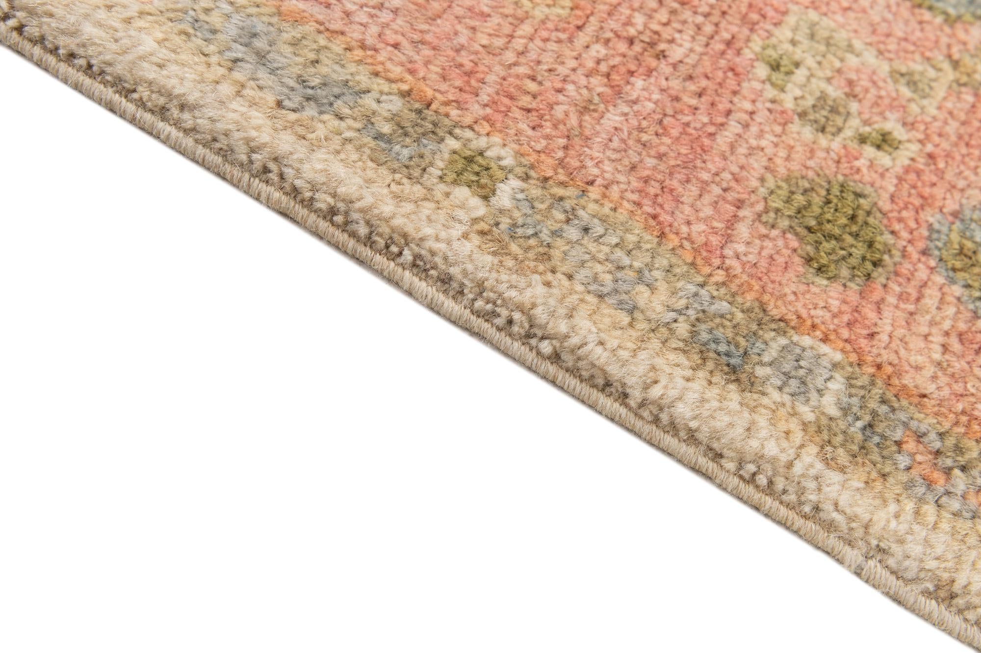 4' 2 x 9' 11 Hand Knotted Oushak Wool Runner Rug