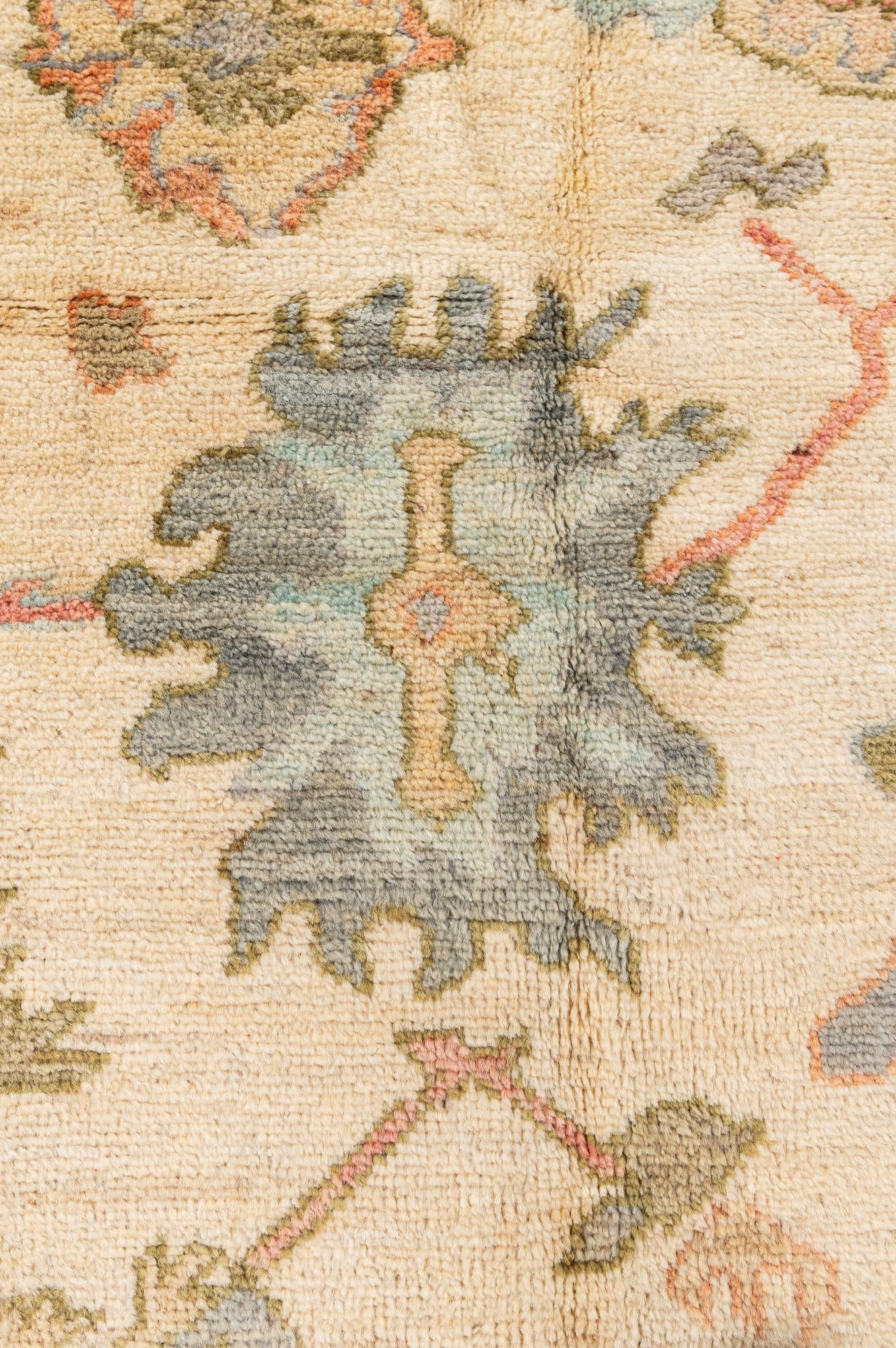 4' 2 x 9' 11 Hand Knotted Oushak Wool Runner Rug