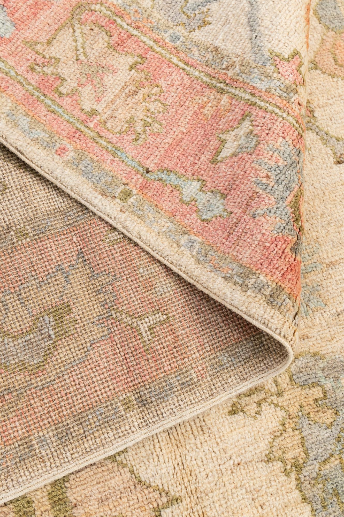 4' 2 x 9' 11 Hand Knotted Oushak Wool Runner Rug