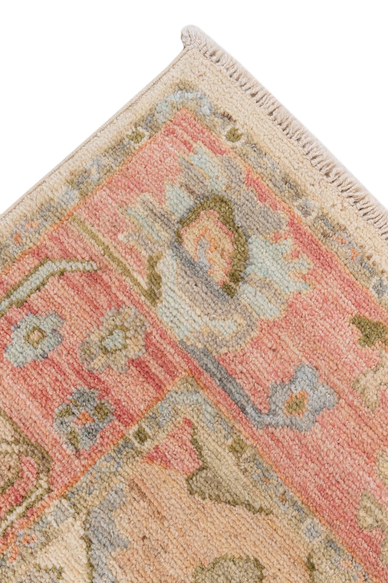 4' 2 x 9' 11 Hand Knotted Oushak Wool Runner Rug