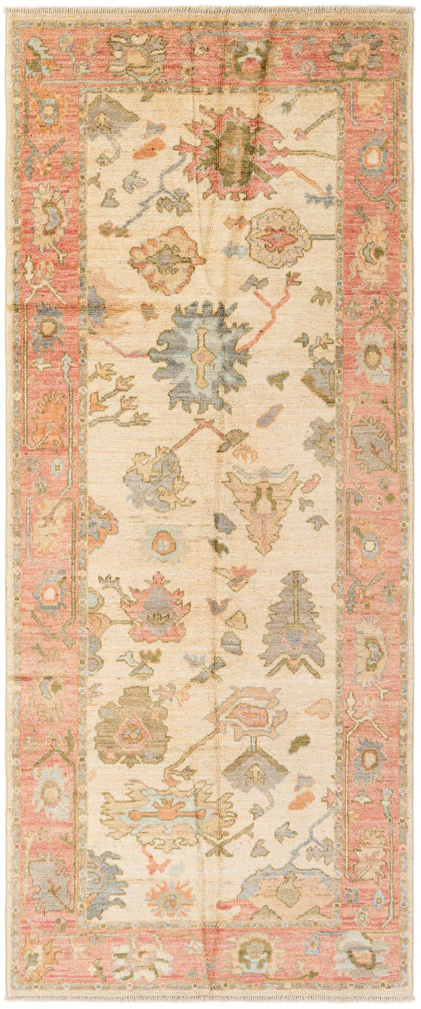 4' 2 x 9' 11 Hand Knotted Oushak Wool Runner Rug