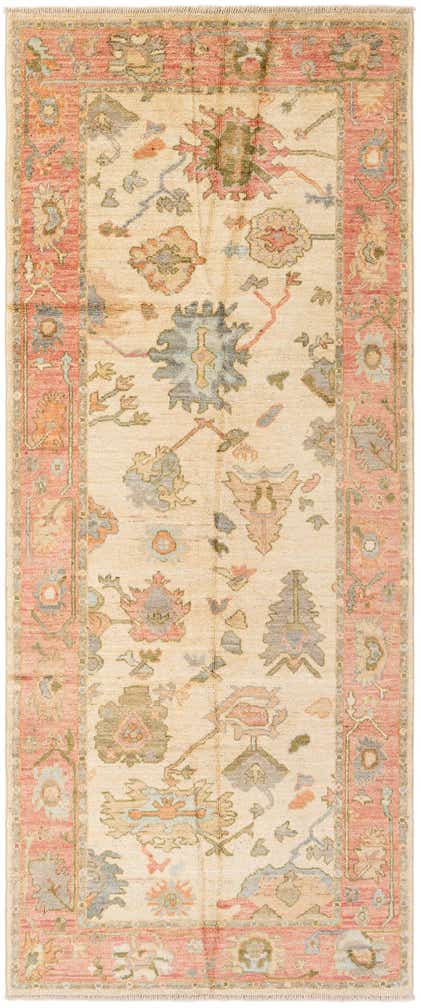 4' 2 x 9' 11 Hand Knotted Oushak Wool Runner Rug