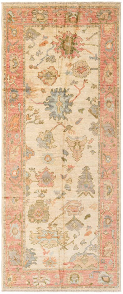 Detail image of 4' 2 x 9' 11 Hand Knotted Oushak Wool Runner Rug