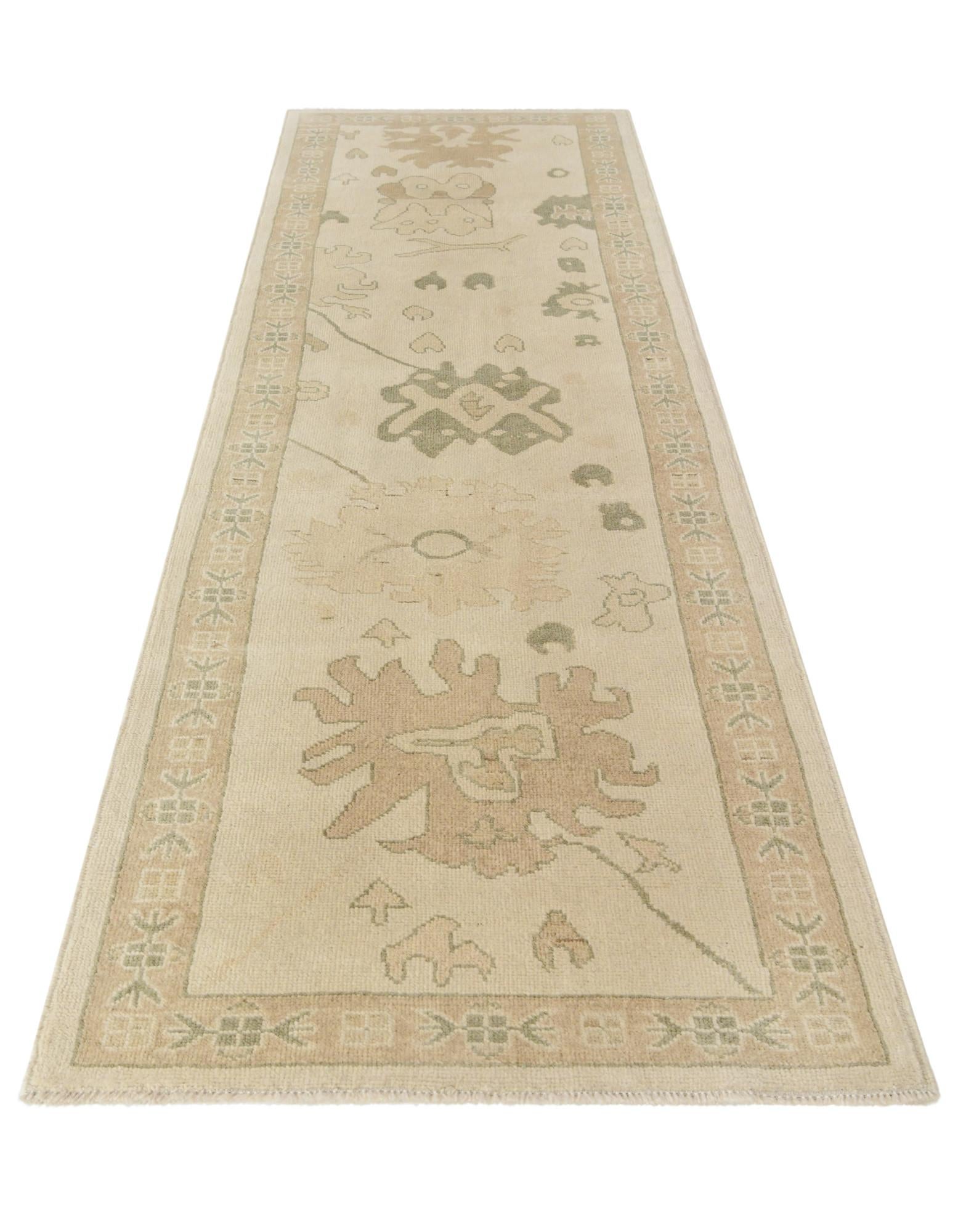 2' 11 x 10' Hand Knotted Oushak Wool Runner Rug