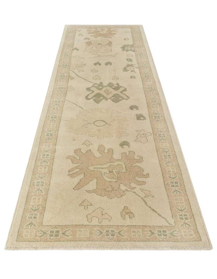 2' 11 x 10' Hand Knotted Oushak Wool Runner Rug