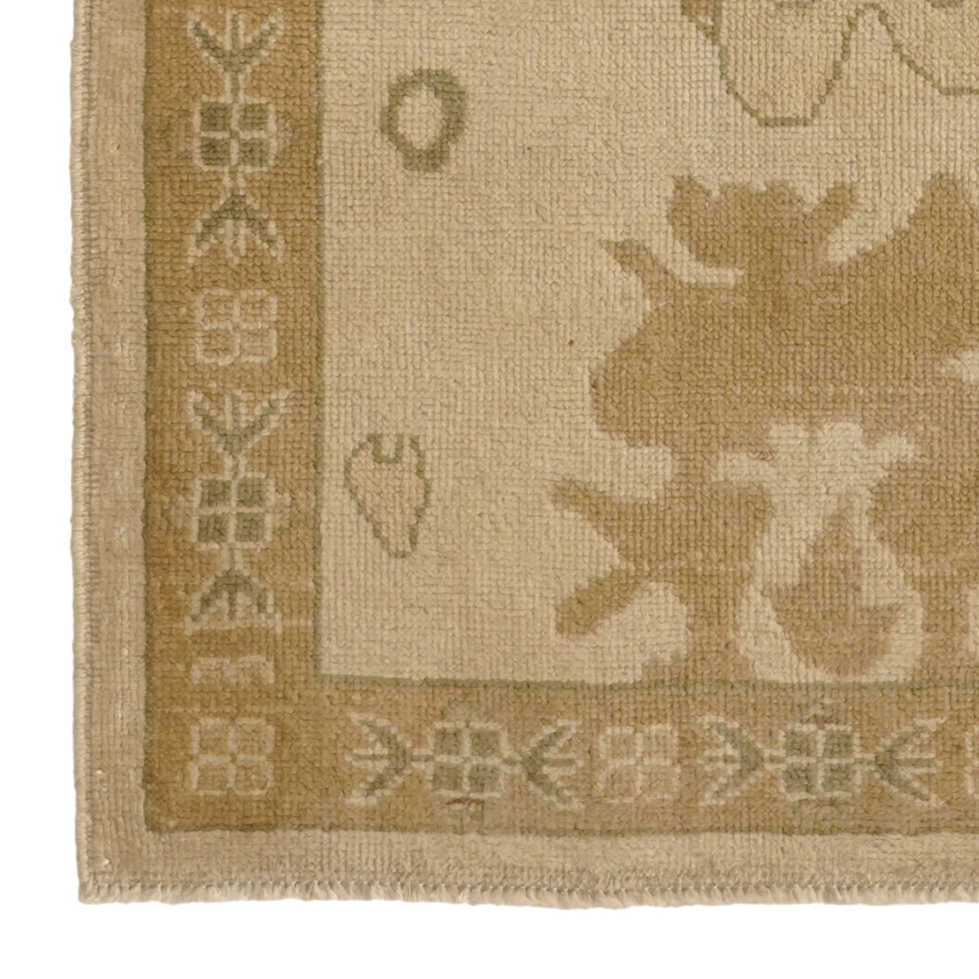 2' 11 x 10' Hand Knotted Oushak Wool Runner Rug