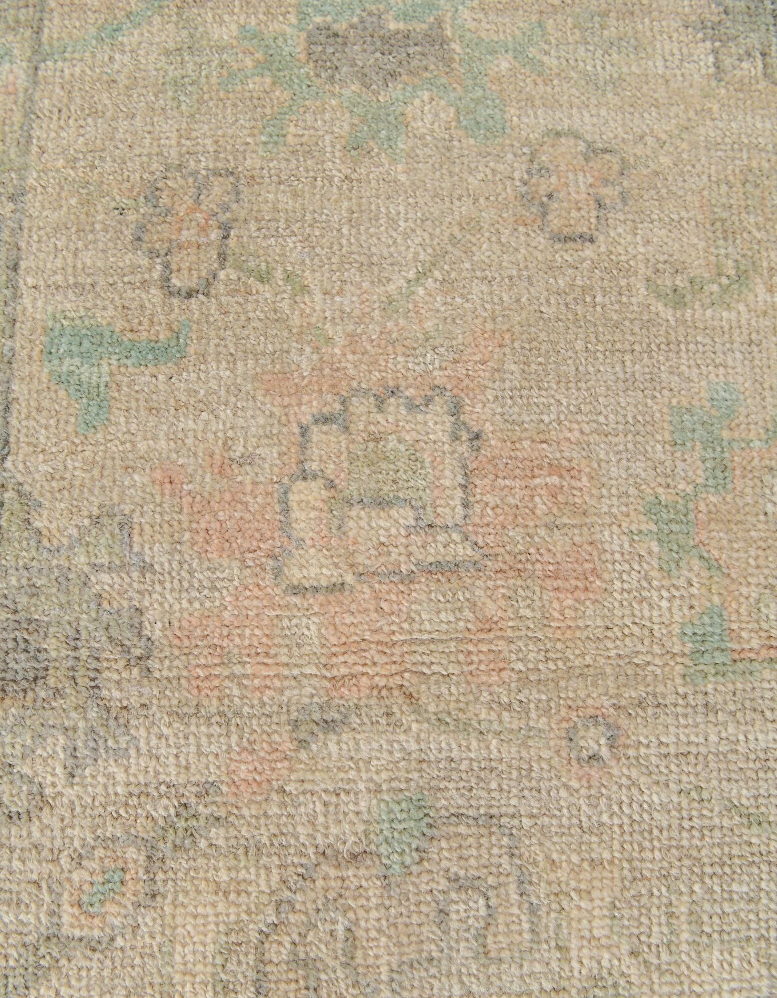 2' 9 x 9' 9 Hand Knotted Oushak Wool Runner Rug