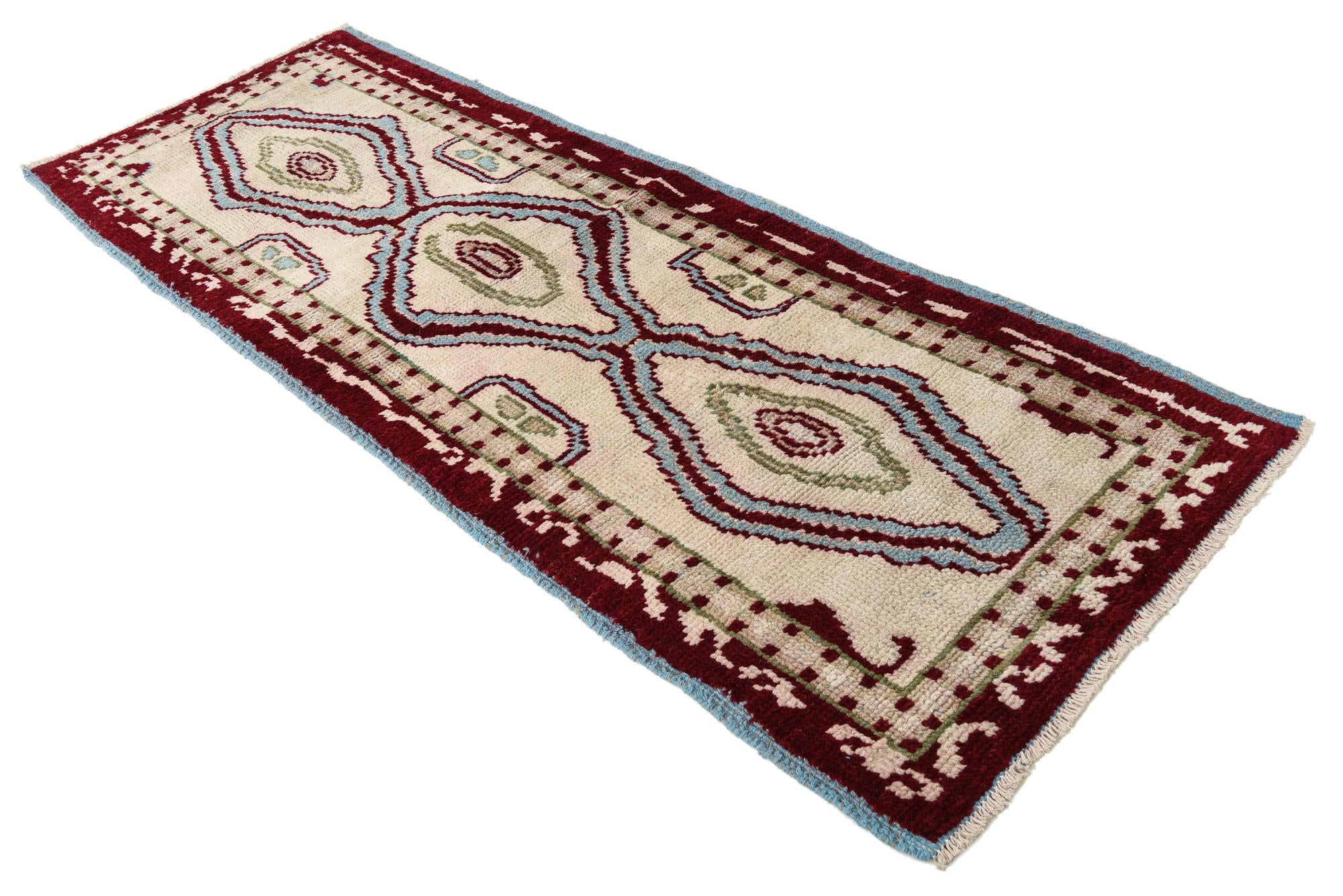 3' x 8' 3 Hand Knotted Oushak Wool Runner Rug