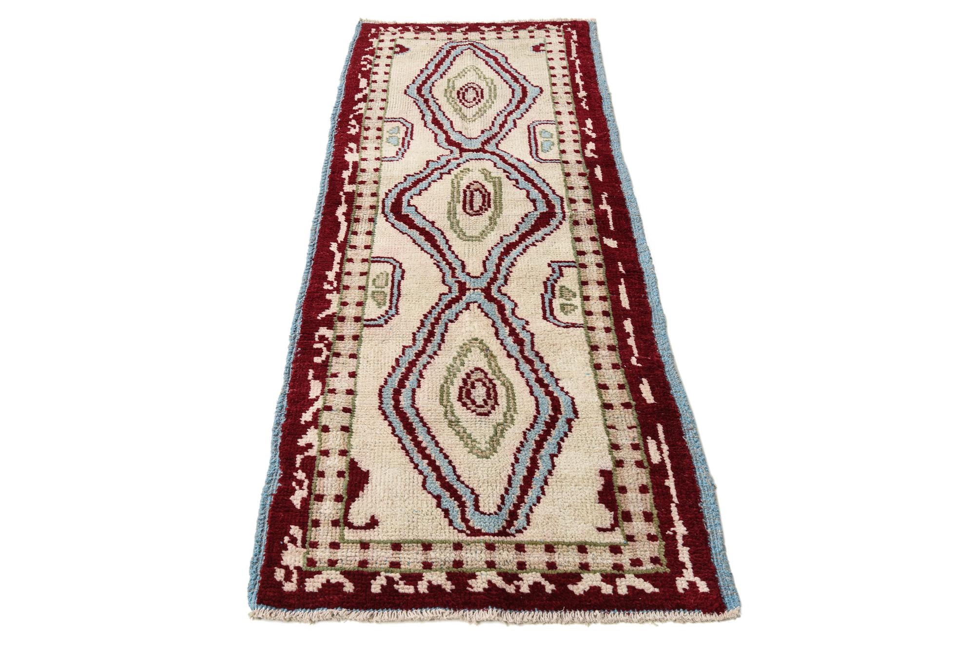 3' x 8' 3 Hand Knotted Oushak Wool Runner Rug