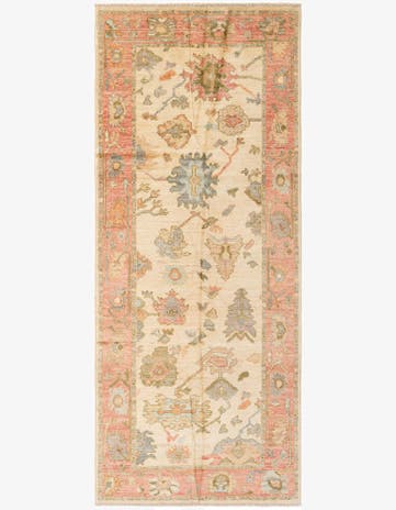 4' 2 x 9' 11 Hand Knotted Oushak Wool Runner Rug