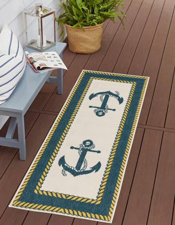 2' x 8' Easy-Clean Coastal Indoor / Outdoor Runner Rug