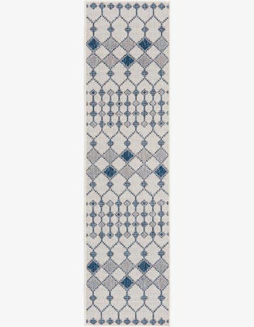 Ivory Easy-Clean Lattice Indoor / Outdoor Runner Rug