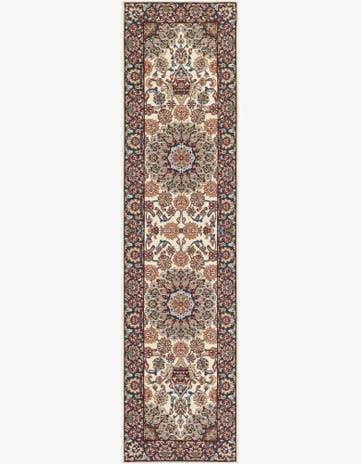 Ivory Easy-Clean Traditional Indoor / Outdoor Runner Rug