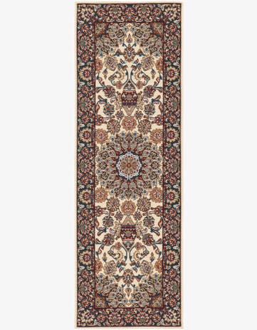 Ivory Easy-Clean Traditional Indoor / Outdoor Runner Rug