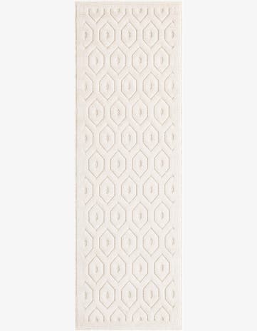 Ivory Easy-Clean Trellis Textured Indoor / Outdoor Runner Rug