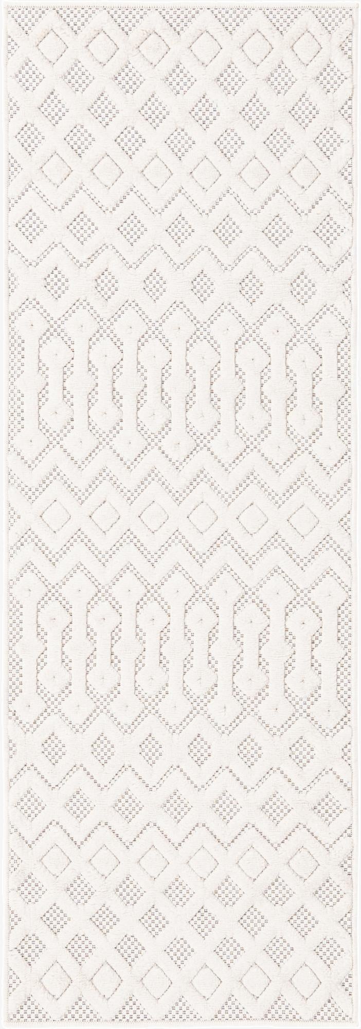 2' x 6'  Washable Trellis Textured Indoor / Outdoor Runner Rug