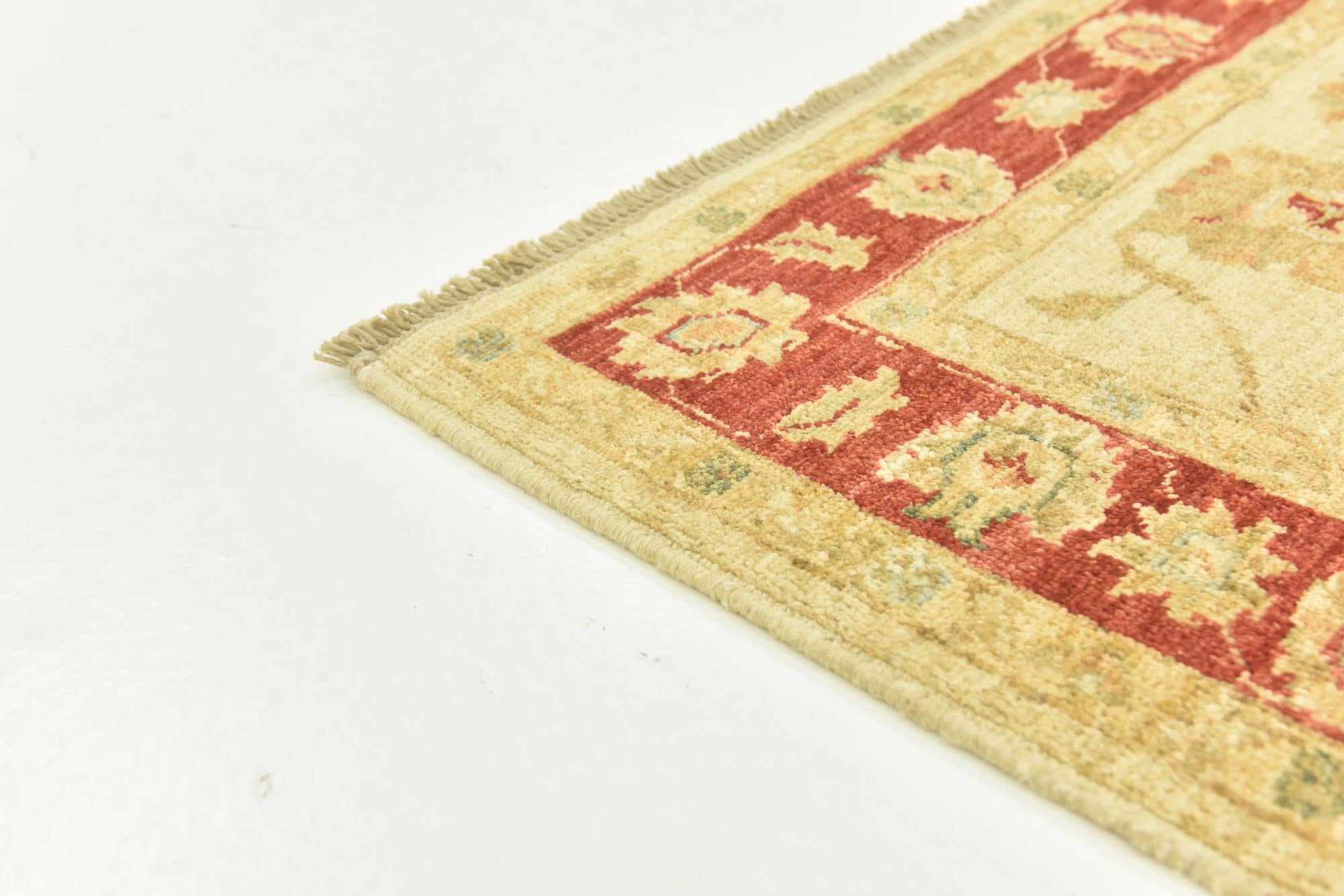 3' x 8' Hand Knotted Peshawar Ziegler Runner Rug