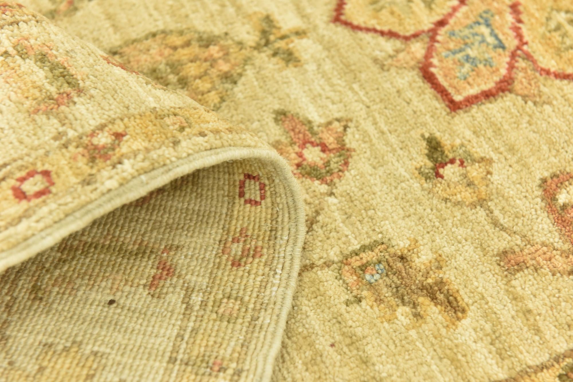 2' 6 x 6' 6 Hand Knotted Peshawar Ziegler Runner Rug
