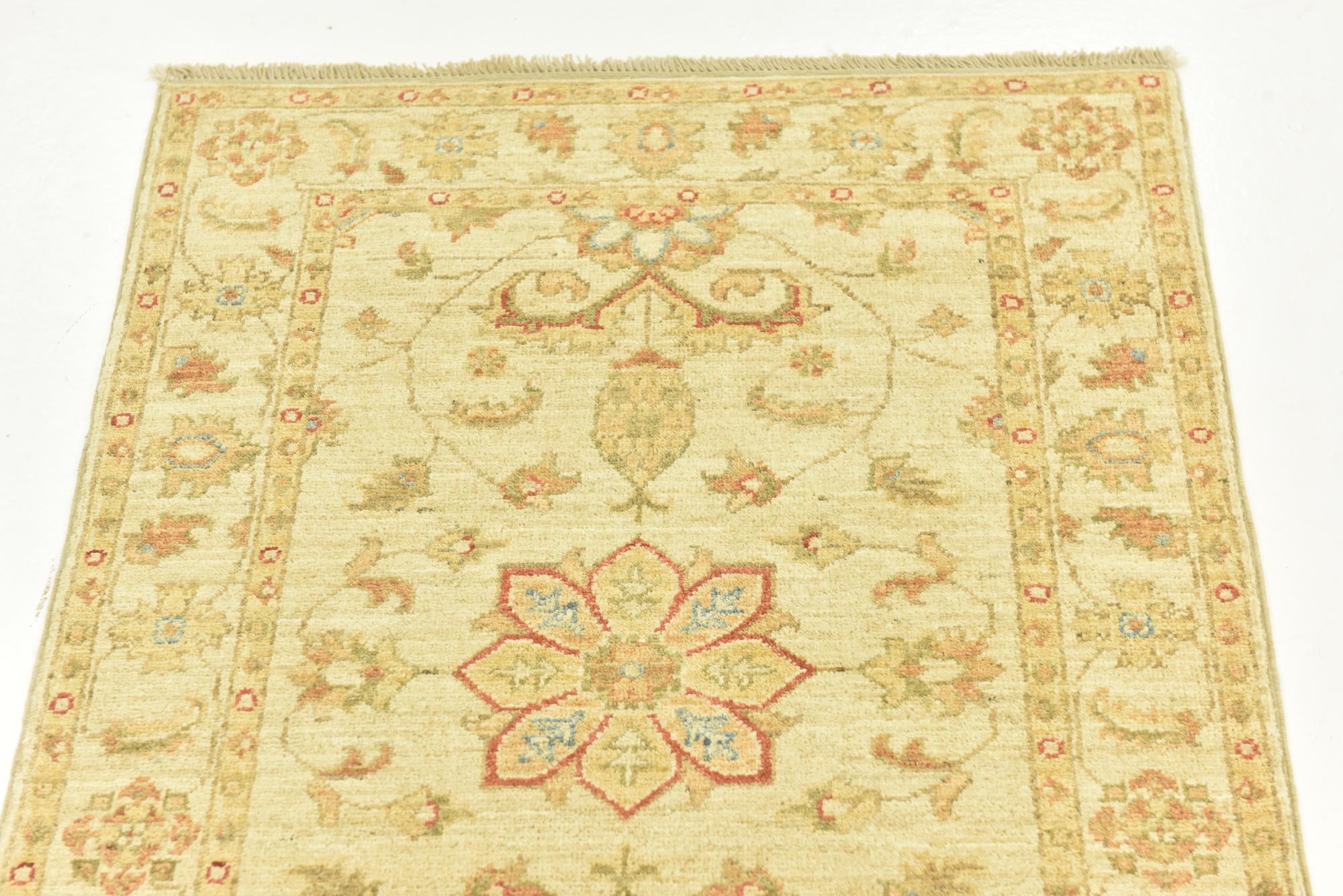 2' 6 x 6' 6 Hand Knotted Peshawar Ziegler Runner Rug